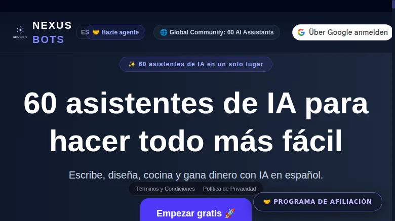 Portada de Nexus Bots con los 60 asistentes de IA en un solo lugar